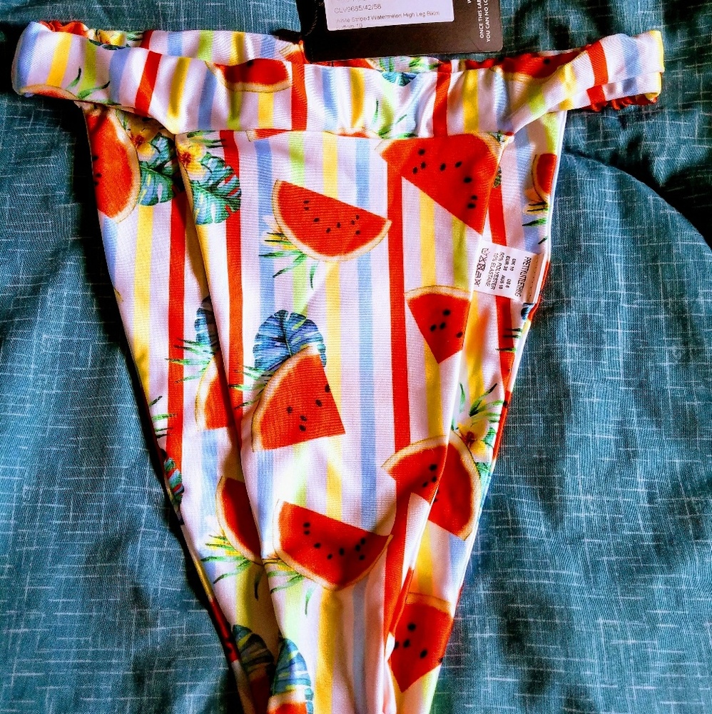 Pretty Little Thing Watermelon Tanga Bikini Bottom Size 6